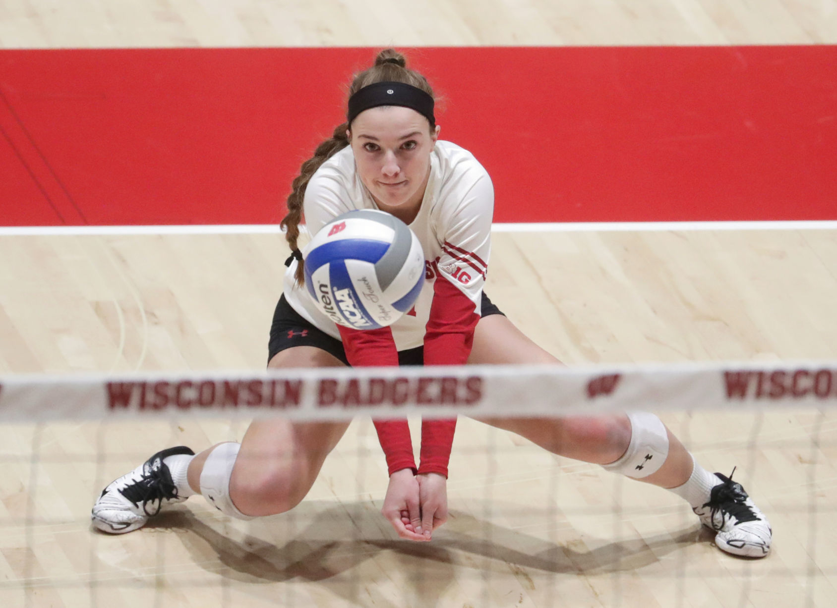 Wisconsin competes against Maryland in a women's volleyball match at the UW Field House